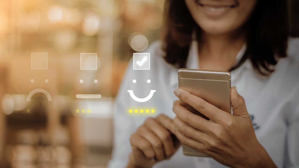 a woman reviewing great customer experience